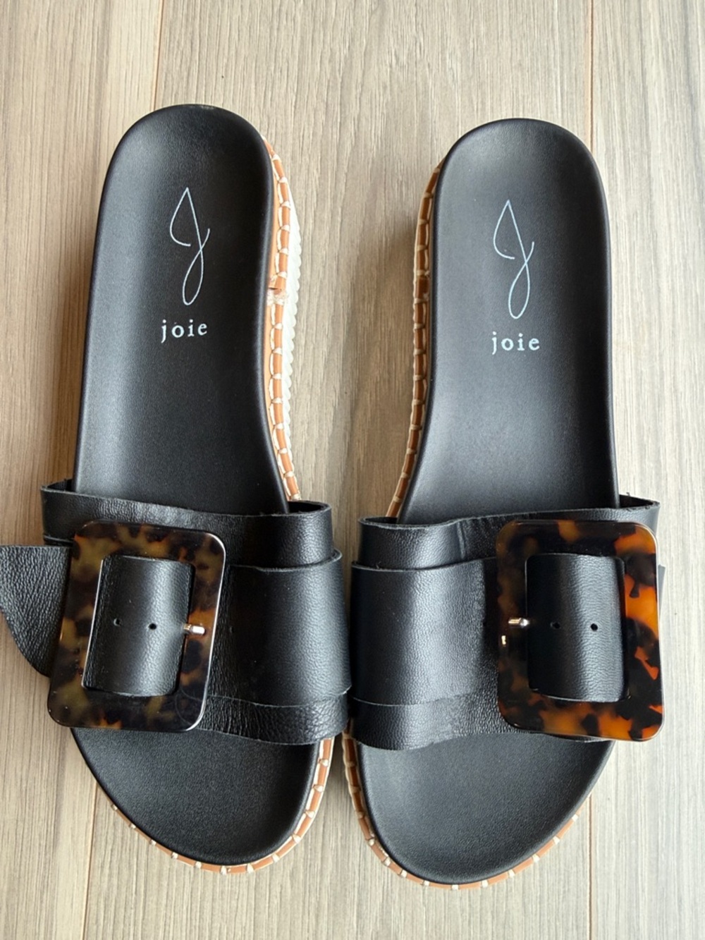 Joie Women's Black Lyla Genuine Leather Platform Sandals Size 8.5